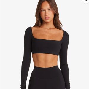 Black Long Sleeve Crop Top